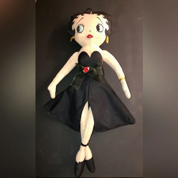 betty boop doll black dress Betty Boop Figurine | Walking Pudgy Black Glitter Dress main image 0